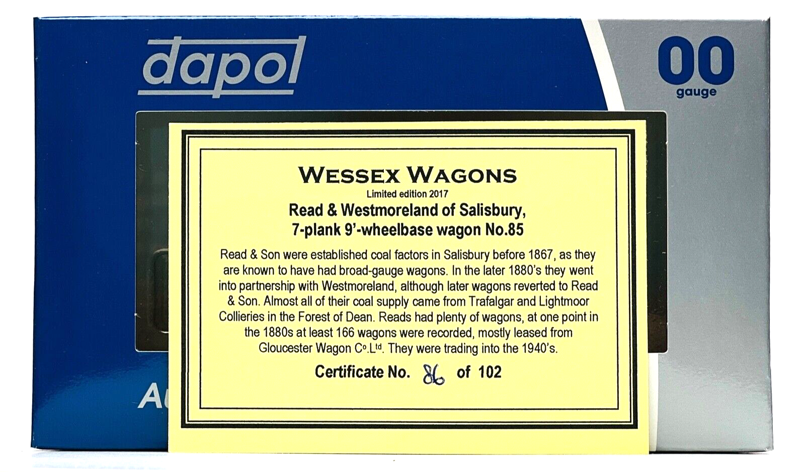 DAPOL 00 GAUGE - READ & WESTMORELAND SALISBURY 7 PLANK NO.85 (WESSEX WAGONS)