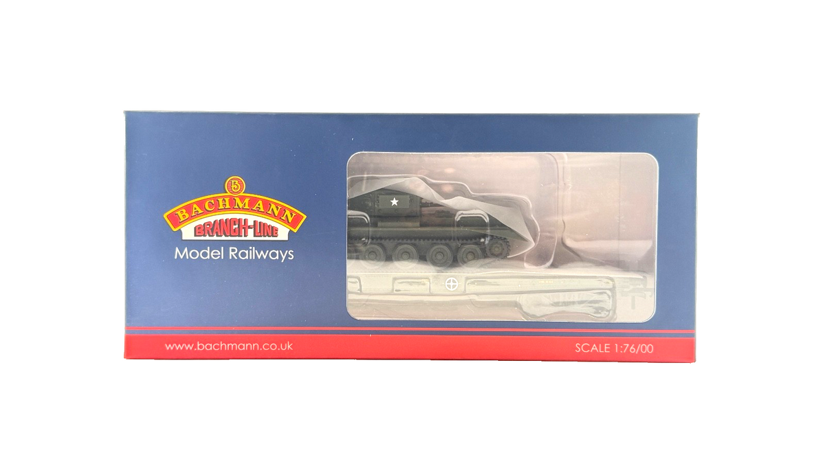 BACHMANN OO GAUGE - 38-726 - WARFLAT BOGIE FLAT WAGON WD BRONZE GREEN WITH TANK