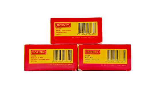 HORNBY OO GAUGE - R4634B/R4446A - BR BLUE GREY INTERCITY MK3 COACHES X 3