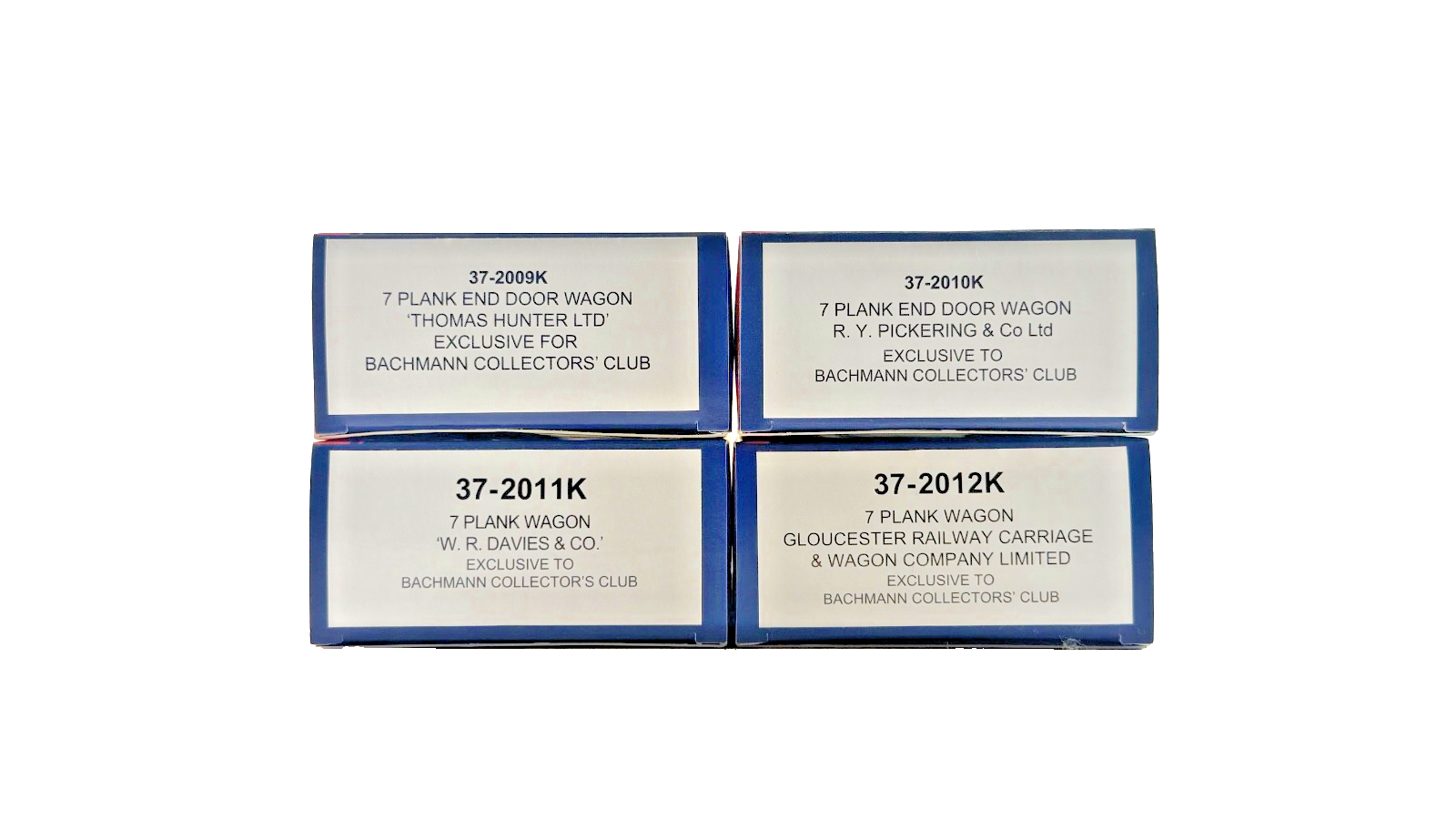 BACHMANN OO GAUGE - MIXED RAKE OF 4 COLLECTORS CLUB PLANK WAGONS BOXED