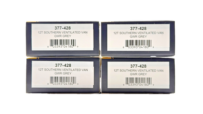 GRAHAM FARISH N GAUGE - 377-428 - RAKE OF 4 12T SOUTHERN VENT VANS GWR GREY