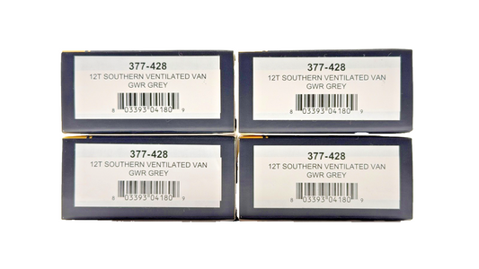 GRAHAM FARISH N GAUGE - 377-428 - RAKE OF 4 12T SOUTHERN VENT VANS GWR GREY