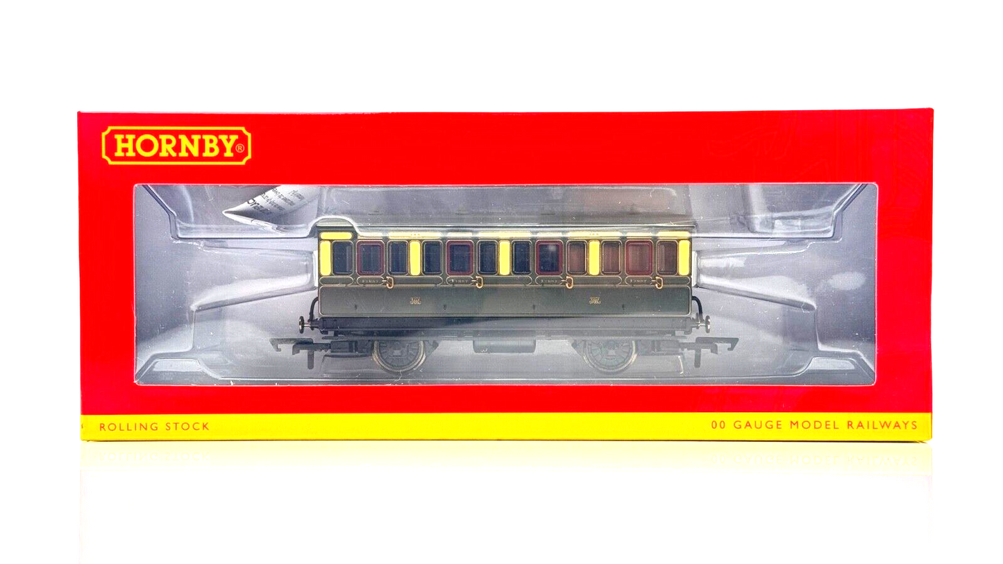 HORNBY 00 GAUGE - R40111 - GWR 4 WHEEL 1ST CLASS COACH 143 (WITH LIGHTS) - BOXED