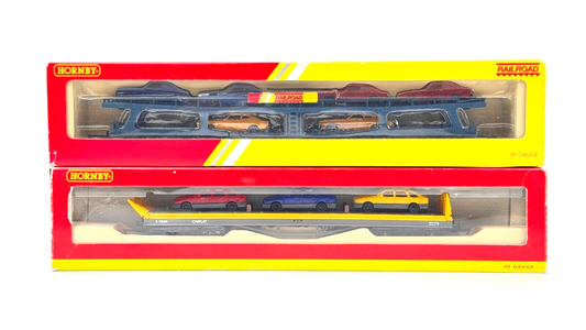 HORNBY 00 GAUGE - R6143/R6423 - PAIR OF CAR TRANSPORTER WAGONS - BOXED