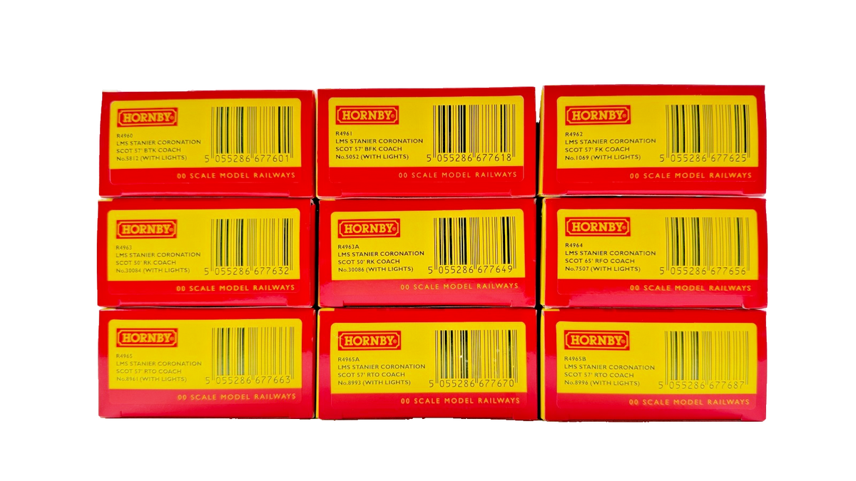HORNBY OO GAUGE - R4960/R4961/R4962/R4963/R4964/R4965 - 9 CAR LMS CORONATION SET