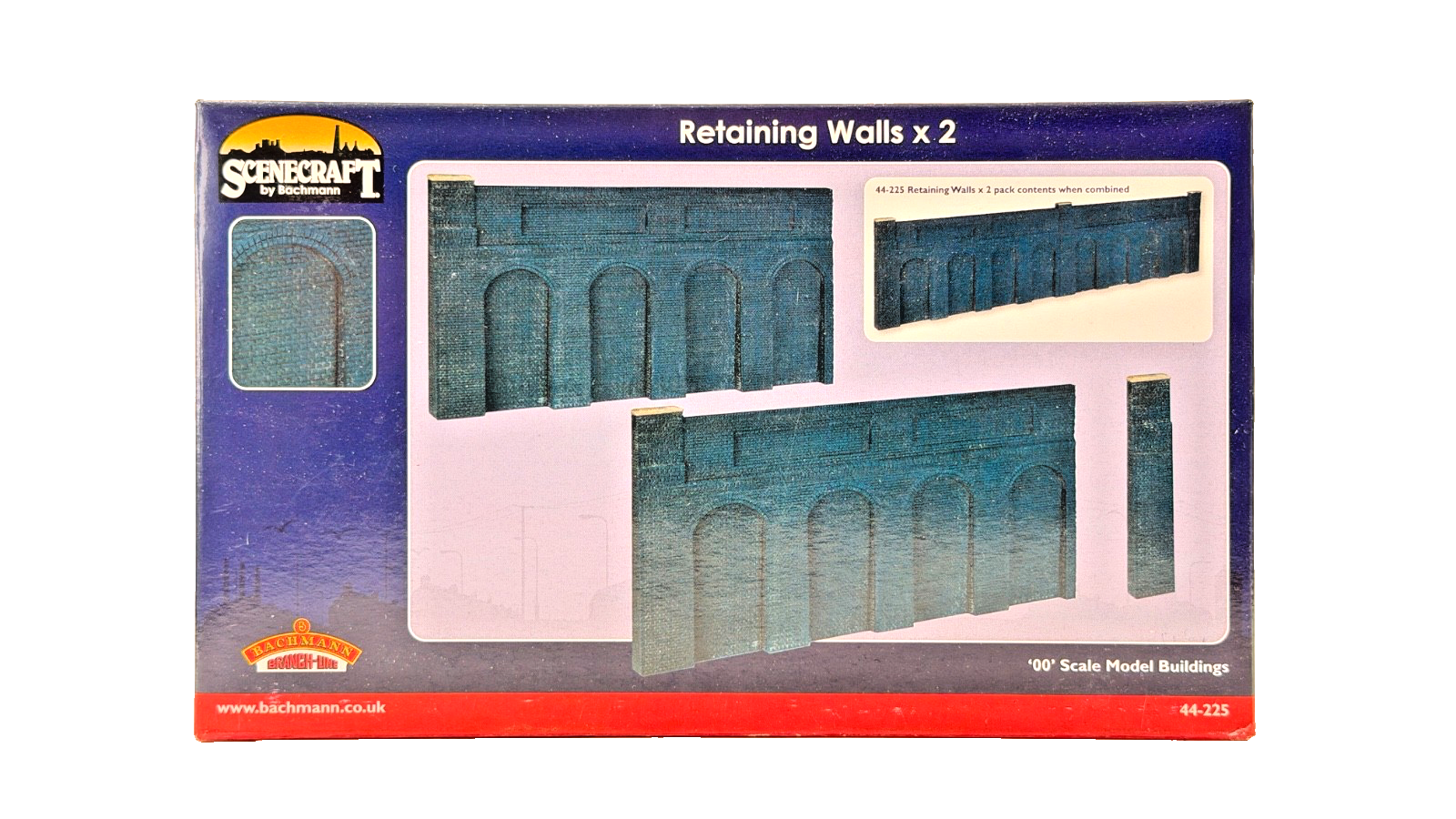 BACHMANN OO GAUGE SCENECRAFT - 44-225 - RETAINING WALLS X 2 - NEW