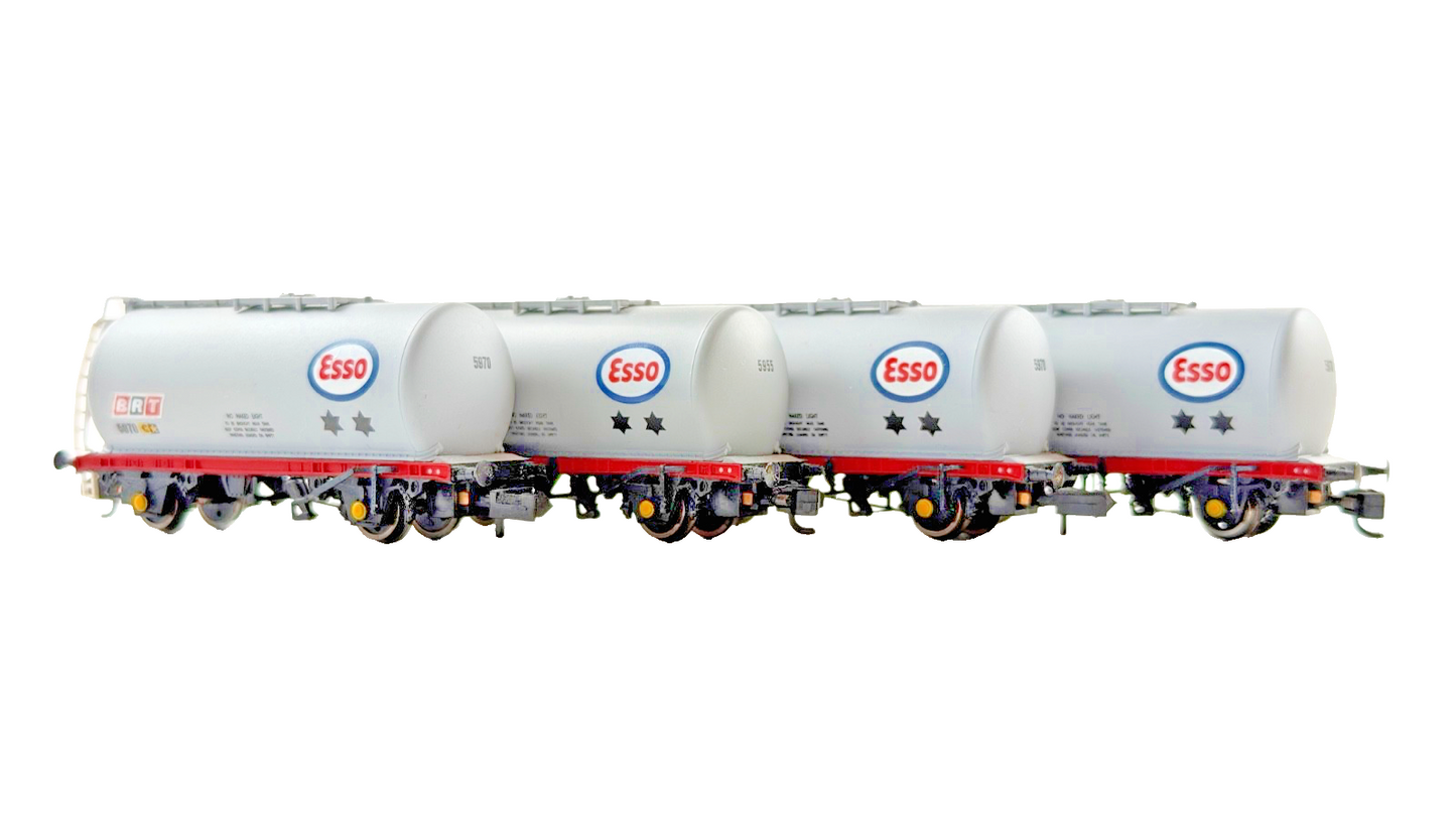 GRAHAM FARISH N GAUGE - RAKE OF FOUR ESSO BRT GREY TTA TANK WAGONS UNBOXED