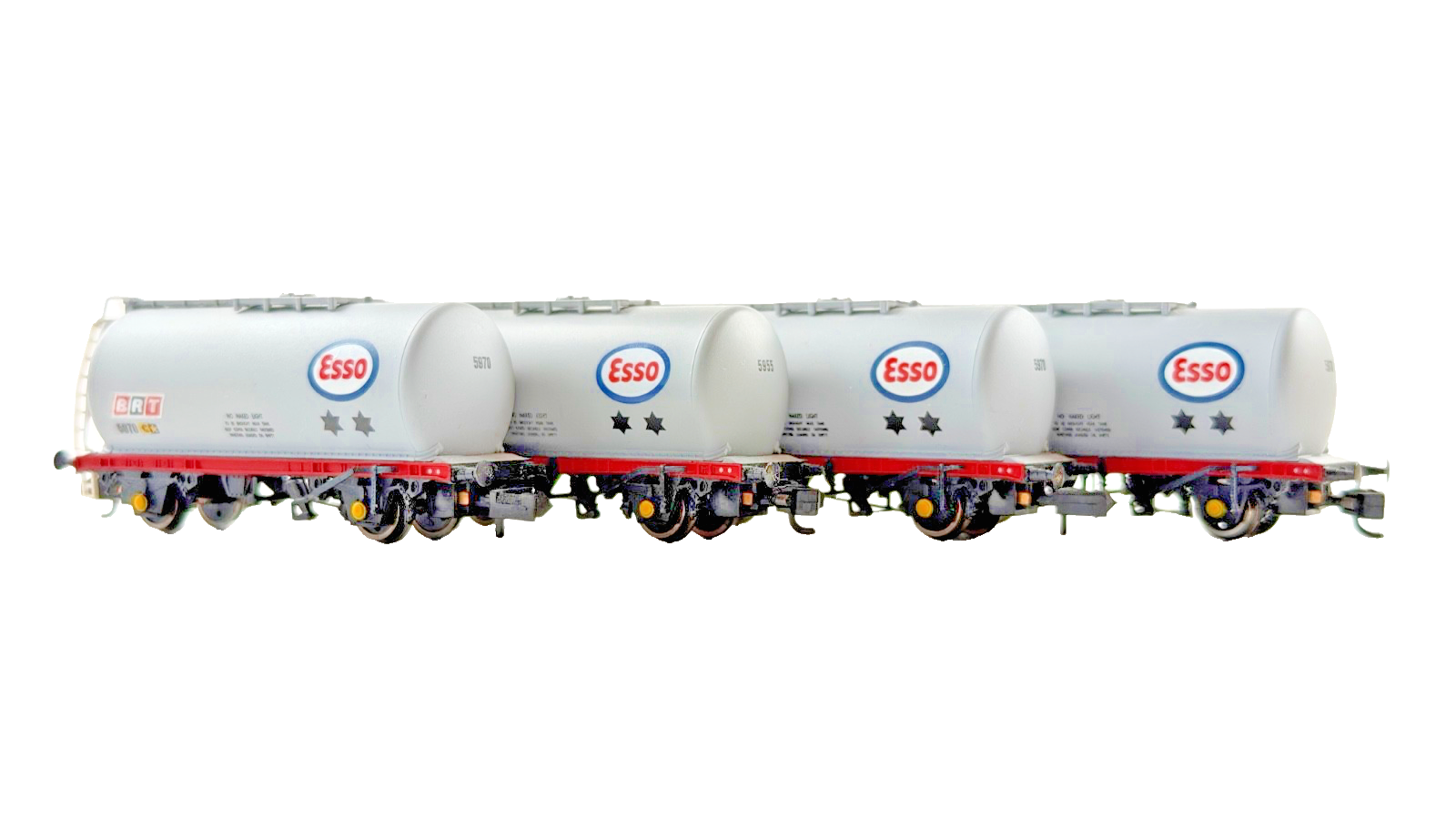 GRAHAM FARISH N GAUGE - RAKE OF FOUR ESSO BRT GREY TTA TANK WAGONS UNBOXED