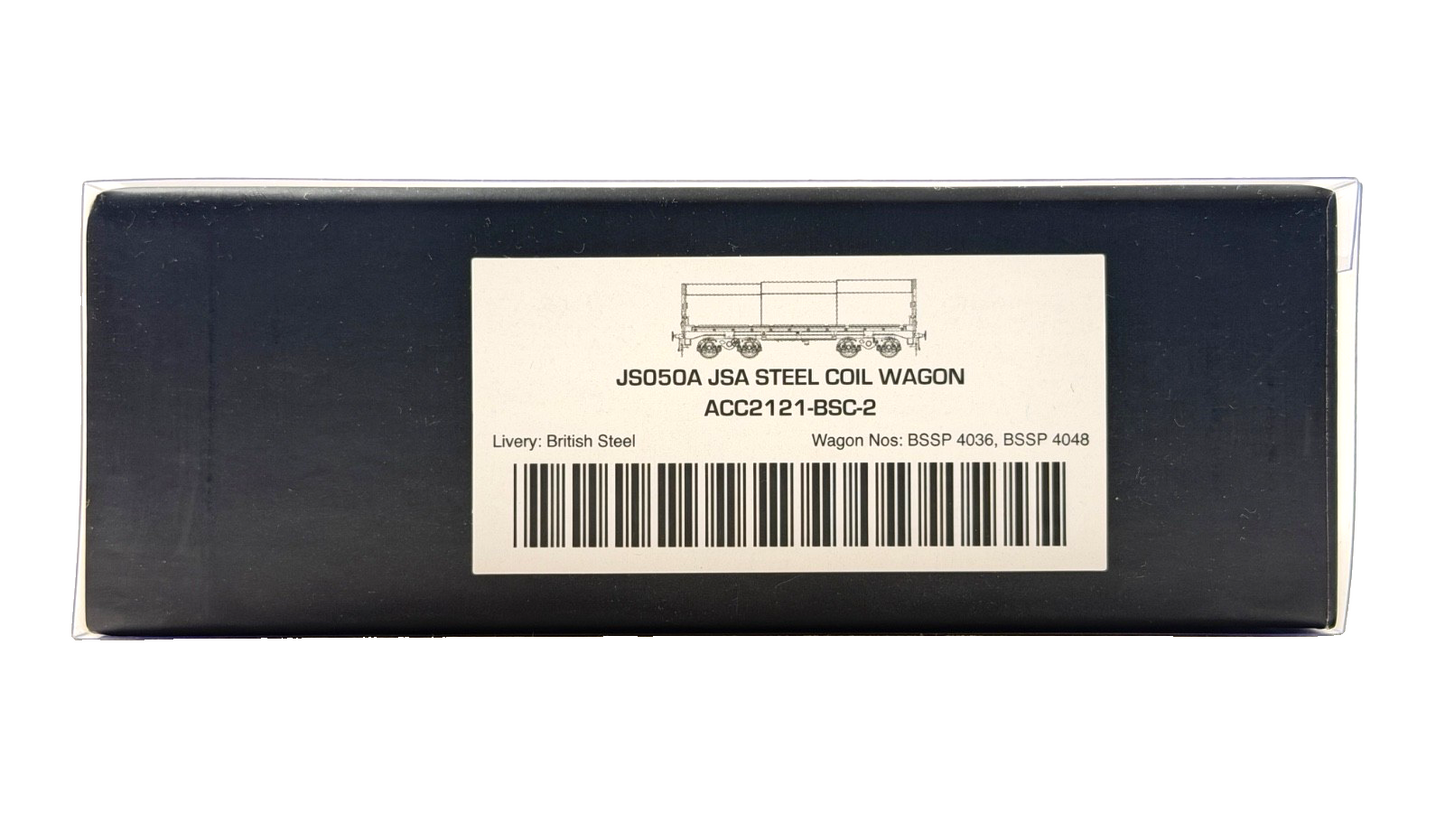 ACCURASCALE OO GAUGE - ACC2121-BSC-2 - JSA STEEL COIL WAGON BRITISH STEEL TWIN