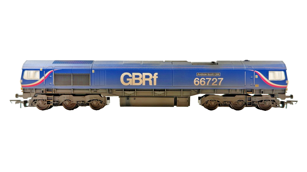 HORNBY OO GAUGE - R3881 - CLASS 66 DIESEL 66727 GBRF/FIRST ANDREW SCOTT CBE TMC