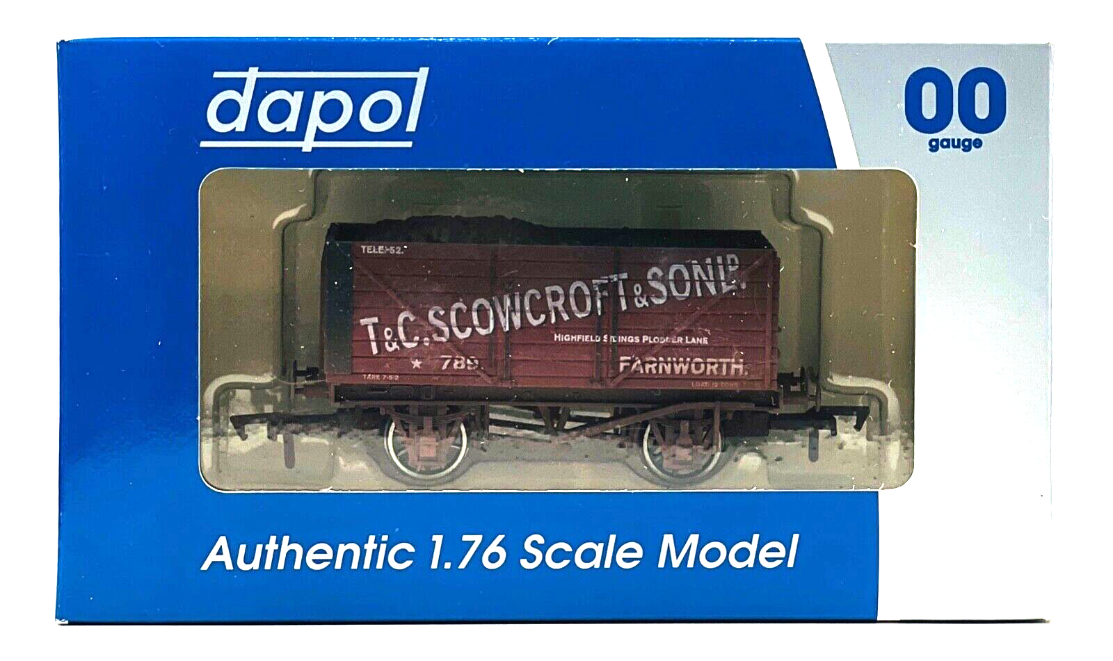 DAPOL 00 GAUGE - B889W - 'T & C SCOWCROFT' 8 PLANK WAGON WEATHERED - BOXED