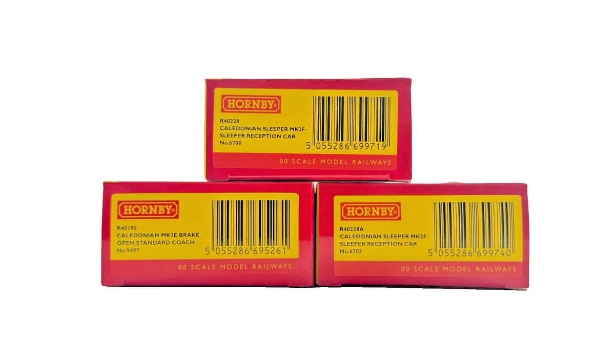 HORNBY OO GAUGE - R40195/R40228/R40228A - CALEDONIAN MK2 SLEEPER COACHES X 3