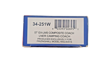 BACHMANN OO GAUGE - 34-251W - 57' EX LMS COMPOSITE LNER CAMPING COACH EXCLUSIVE