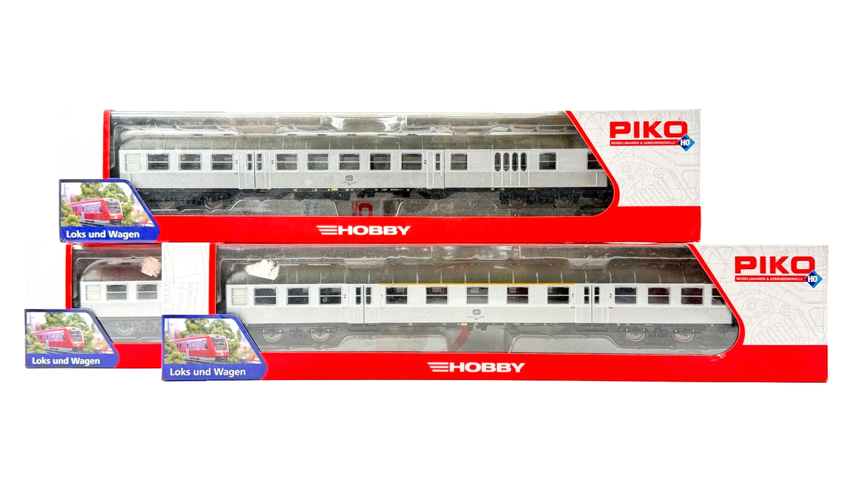 PIKO HO SCALE - 57650/57651/57652 - DB SILVER PERSONENWAGEN EP.IV COACHES X 3