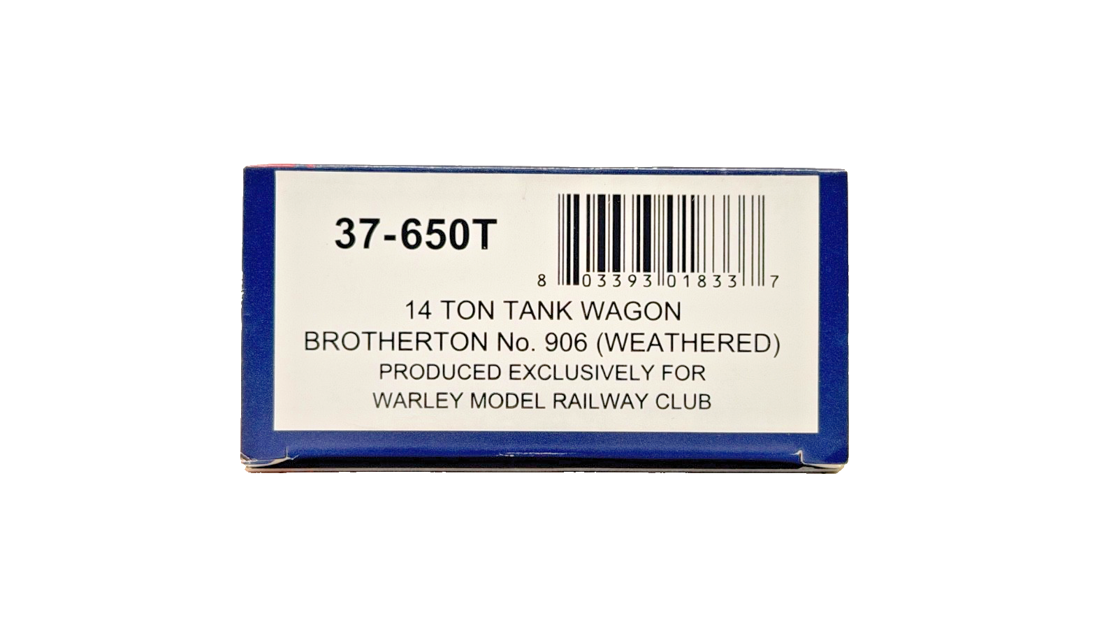 BACHMANN 00 GAUGE - 37-650T - 14 TON TANK WAGON BROTHERTON NO.906 (WARLEY)