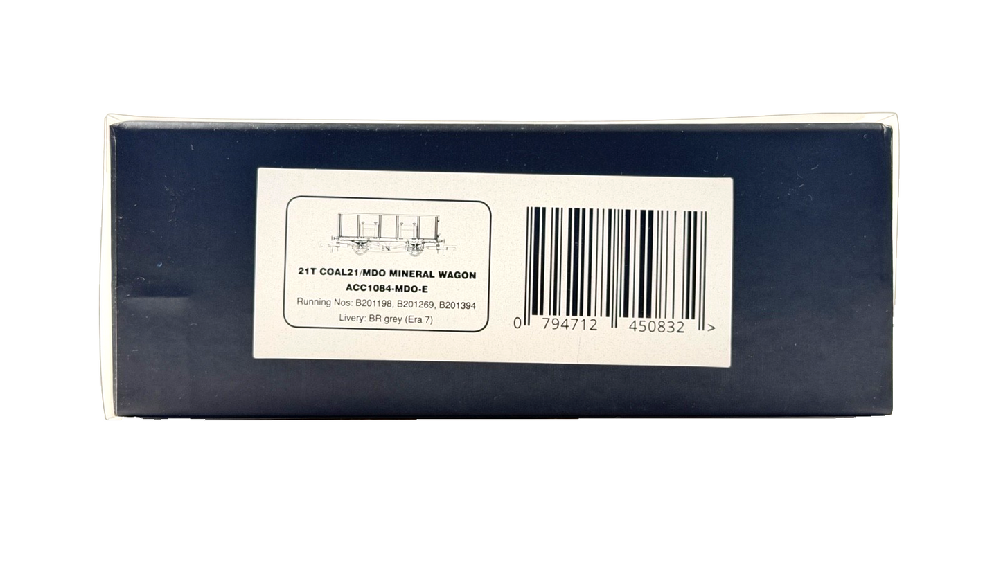 ACCURASCALE OO GAUGE - ACC1084-MDO-E - 21T COAL21/MDO MINERAL WAGON BR GREY