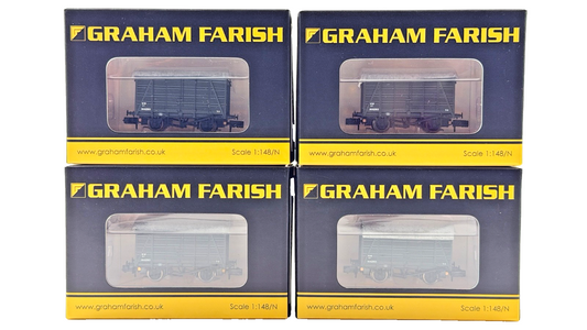GRAHAM FARISH N GAUGE - 377-428 - RAKE OF 4 12T SOUTHERN VENT VANS GWR GREY