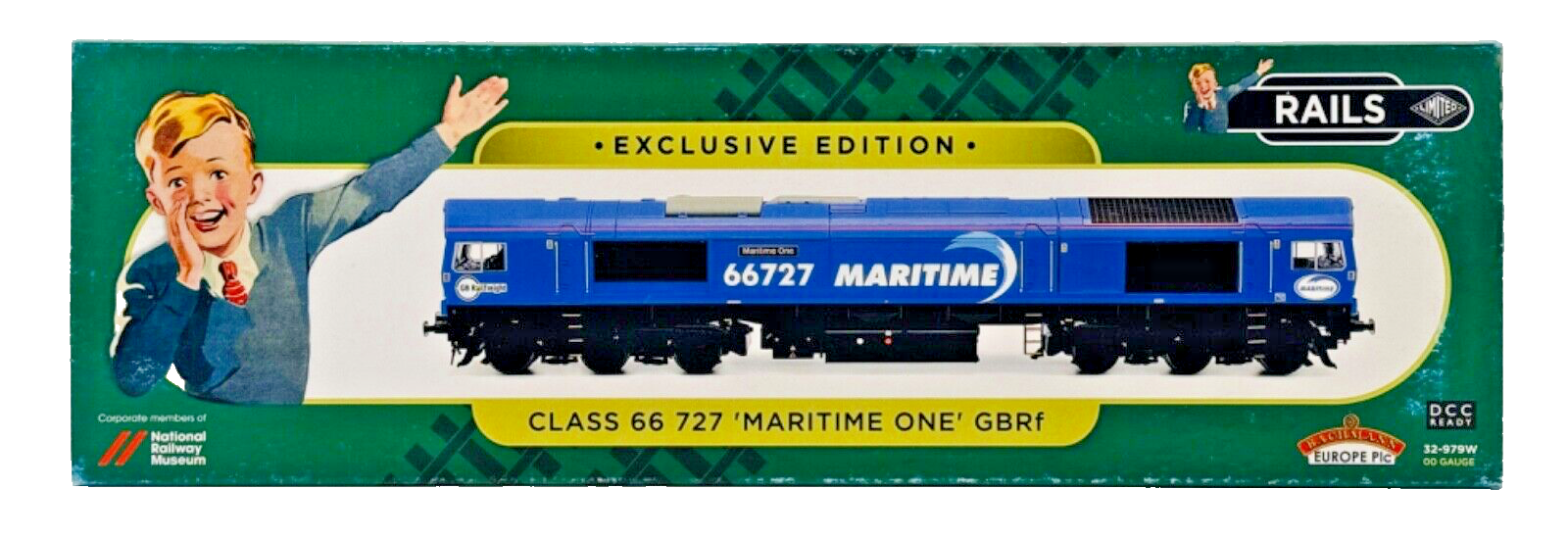 BACHMANN 00 GAUGE - 32-979W - CLASS 66 DIESEL 66727 MARITIME ONE GBRF WEATHERED