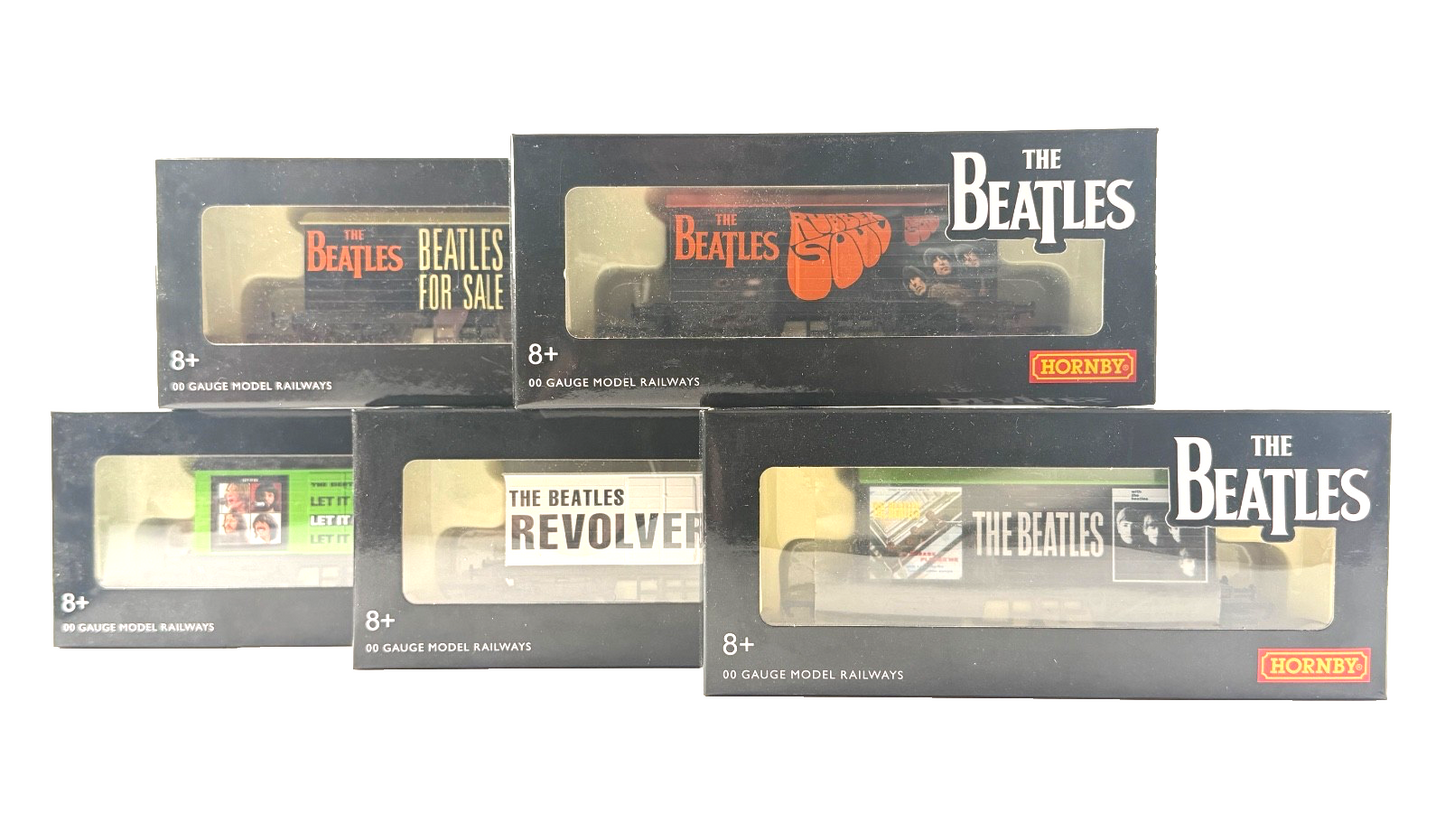 HORNBY OO GAUGE - RAKE OF 5 ASSORTED BEATLES LWB VANS RUBBER SOUL REVOLVER ETC