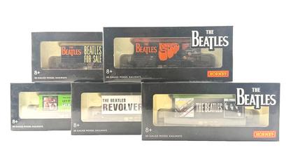 HORNBY OO GAUGE - RAKE OF 5 ASSORTED BEATLES LWB VANS RUBBER SOUL REVOLVER ETC