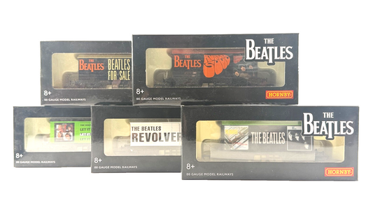 HORNBY OO GAUGE - RAKE OF 5 ASSORTED BEATLES LWB VANS RUBBER SOUL REVOLVER ETC