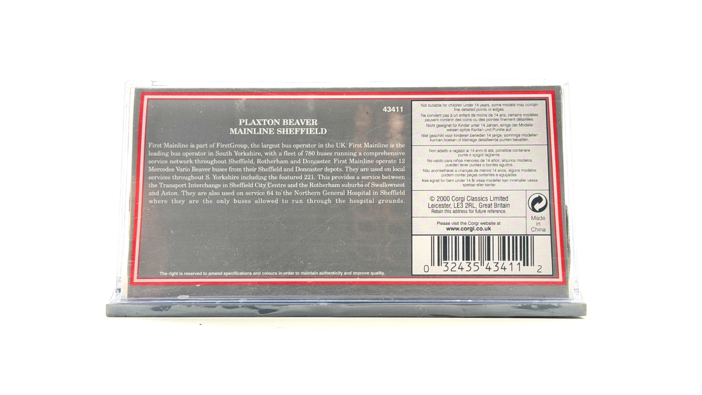 CORG OOC 1/76 SCALE - 43411 - PLAXTON BEAVER FIRST MAINLINE SHEFFIELD - NEW