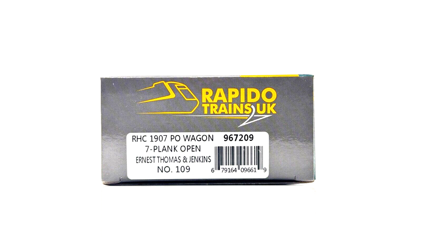 RAPIDO 00 GAUGE - 967209 - RHC 1907 PO WAGON 7 PLANK ERNEST THOMAS JENKINS BOXED