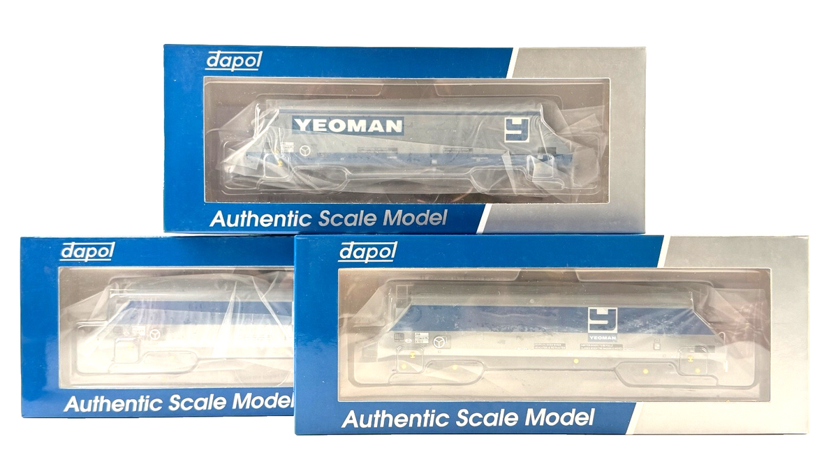 DAPOL OO GAUGE - RAKE OF 3 O & K JHA FOSTER YEOMAN HOPPERS (EARLY/LATE) BOXED
