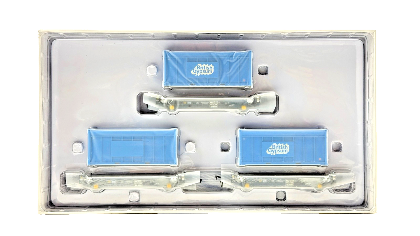 ACCURASCALE OO GAUGE - ACC2070-GYP-I - PFA CONTAINER WAGONS BRITISH GYPSUM BLUE