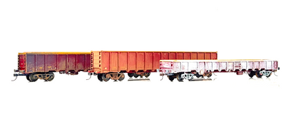 KIT BUILT 00 GAUGE - RAKE OF 3 EWS MAROON/GOLD MBA/MCA OPEN BOX WAGONS UNBOXED