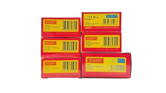 HORNBY OO GAUGE - TRANSPORT FOR WALES CLASS 67 DIESEL, 4 COACHES & DVT BOXED