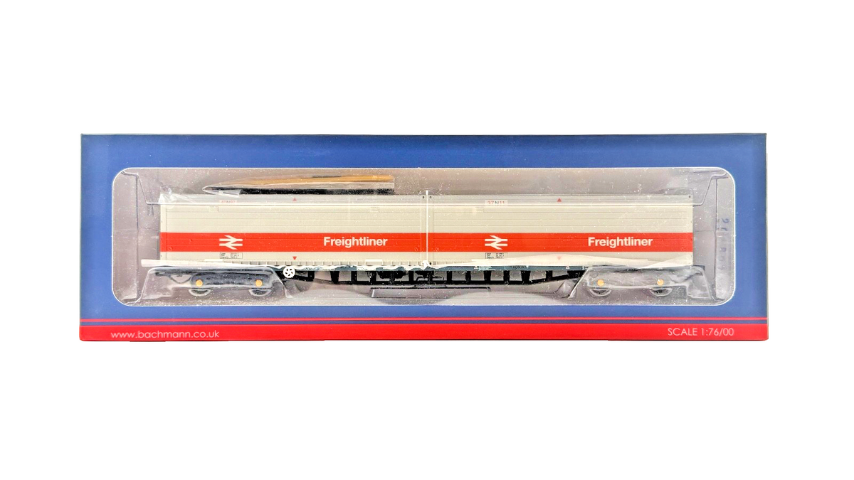 BACHMANN OO GAUGE - 38-626 - FFA FREIGHTLINER WAGON BR BLUE WITH ISO CONTAINERS