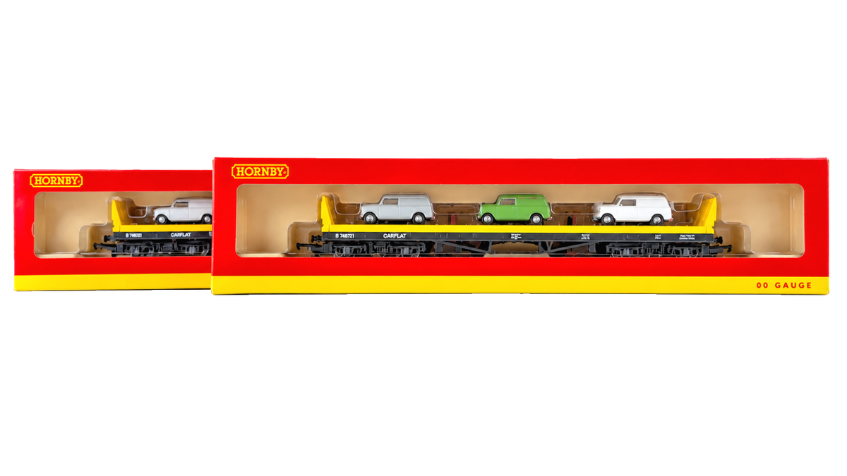 HORNBY OO GAUGE - R6398 - CAR TRANSPORTER W/3 SKALEAUTO VANS X 2 BOXED