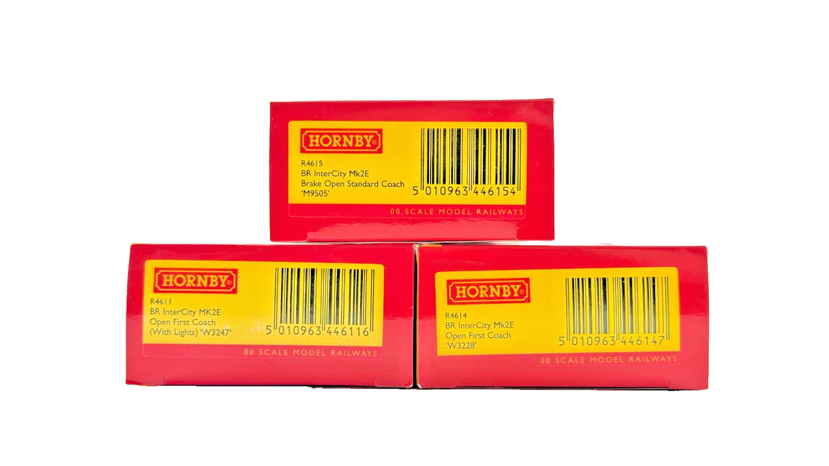HORNBY OO GAUGE - R4611/R4614/R4615 - RAKE OF 3 BR BLUE INTERCITY MK2E COACHES