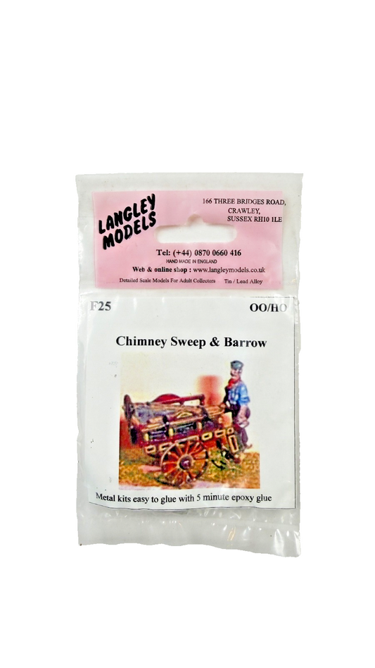 LANGLEY MODELS OO/HO SCALE - F25 - CHIMNEY SWEEP & BARROW (UNPAINTED METAL)