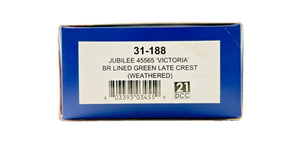 BACHMANN OO GAUGE - 31-188 - JUBILEE 45565 VICTORIA BR LINED GREEN LATE CREST