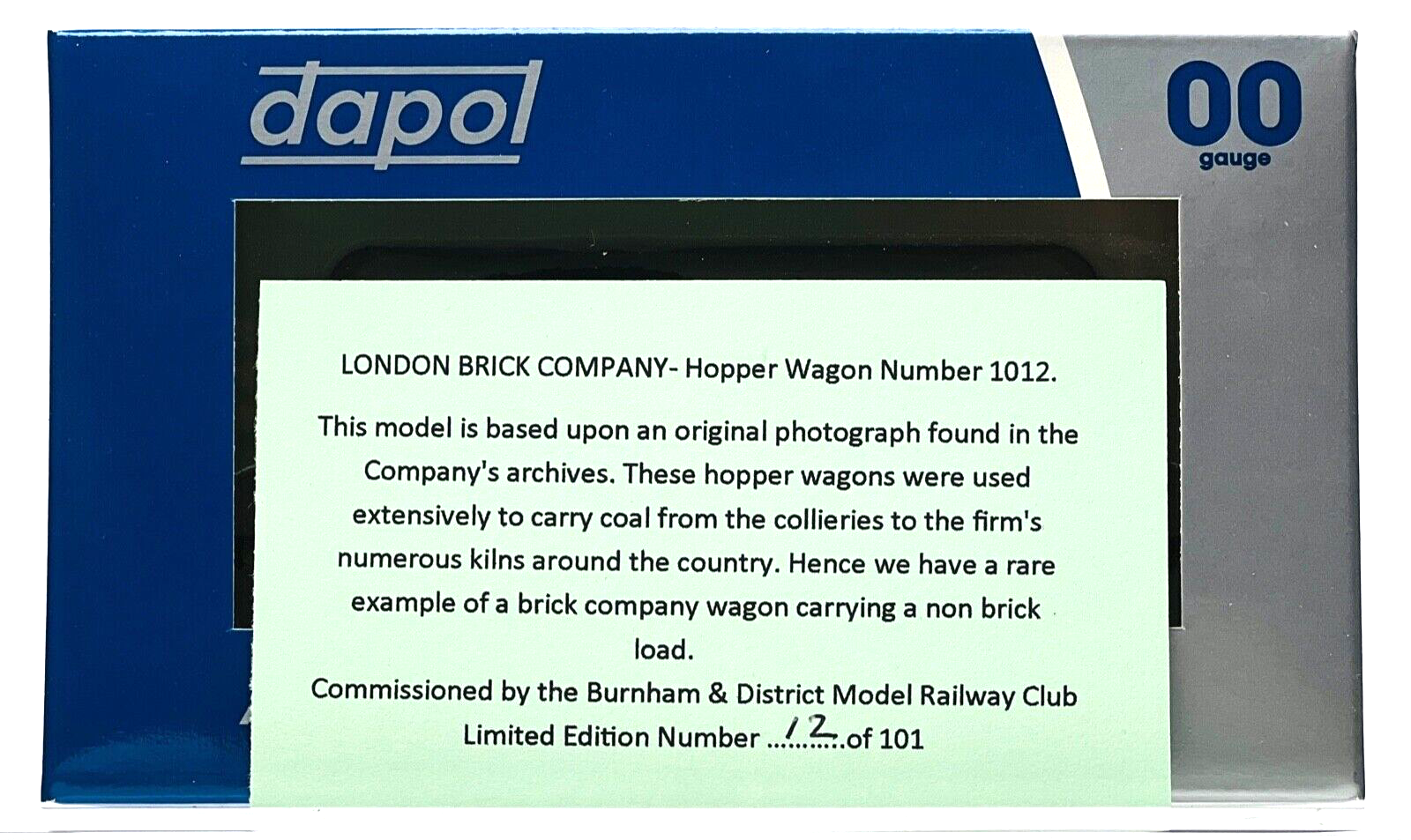 DAPOL 00 GAUGE - LONDON BRICK COMPANY LIMITED PHORPRES (BURNHAM DMRC LTD ED)