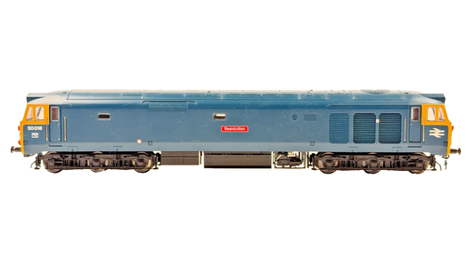 HORNBY 00 GAUGE - R2348 - CLASS 50 DIESEL 50018 BR BLUE RESOLUTION UNBOXED
