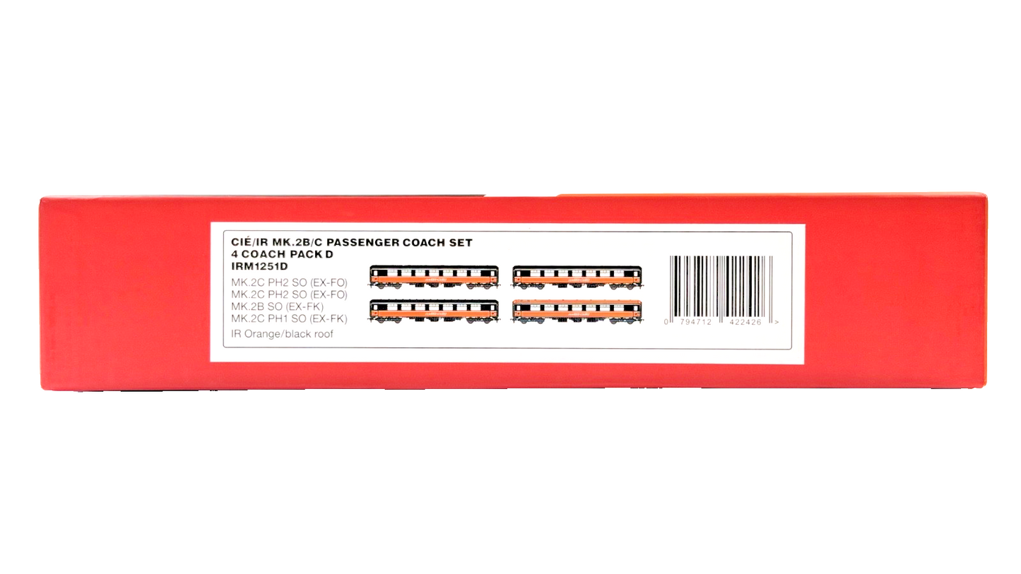 IRISH RAILWAY MODELS 00 GAUGE - IRM1251D - IR ORANGE/BLACK ROOF 4 COACH SET
