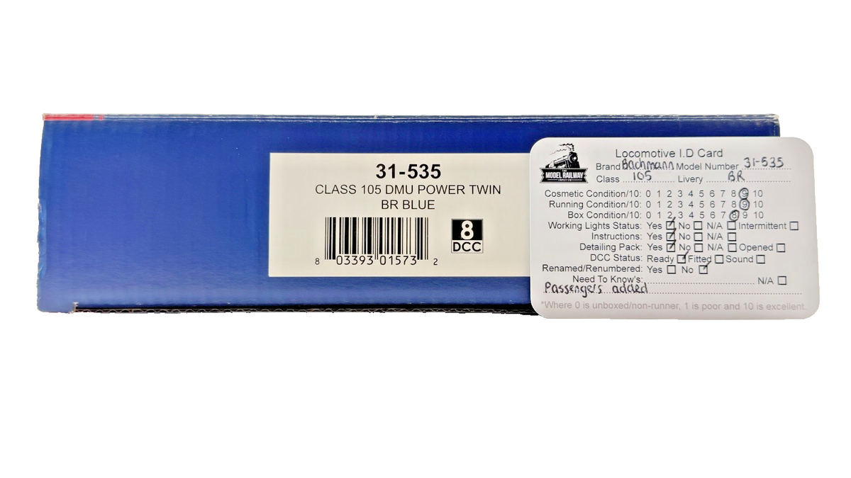 BACHMANN OO GAUGE - 31-535 - CLASS 105 DMU POWER TWIN BR BLUE LIVERY BOXED