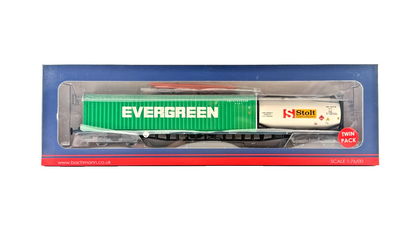 BACHMANN OO GAUGE - 38-627 - FGA FREIGHTLINER WAGONS BR BLUE WITH CONTAINERS