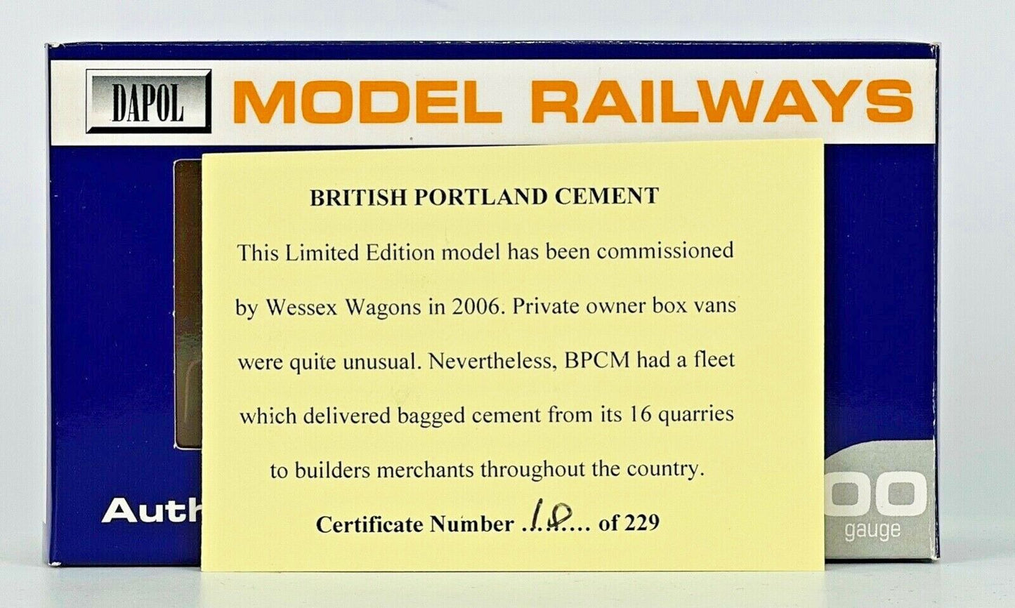 DAPOL 00 GAUGE - BPCM BRITISH PORTLAND CEMENT VENT VAN 143 (WESSEX WAGONS LTD)