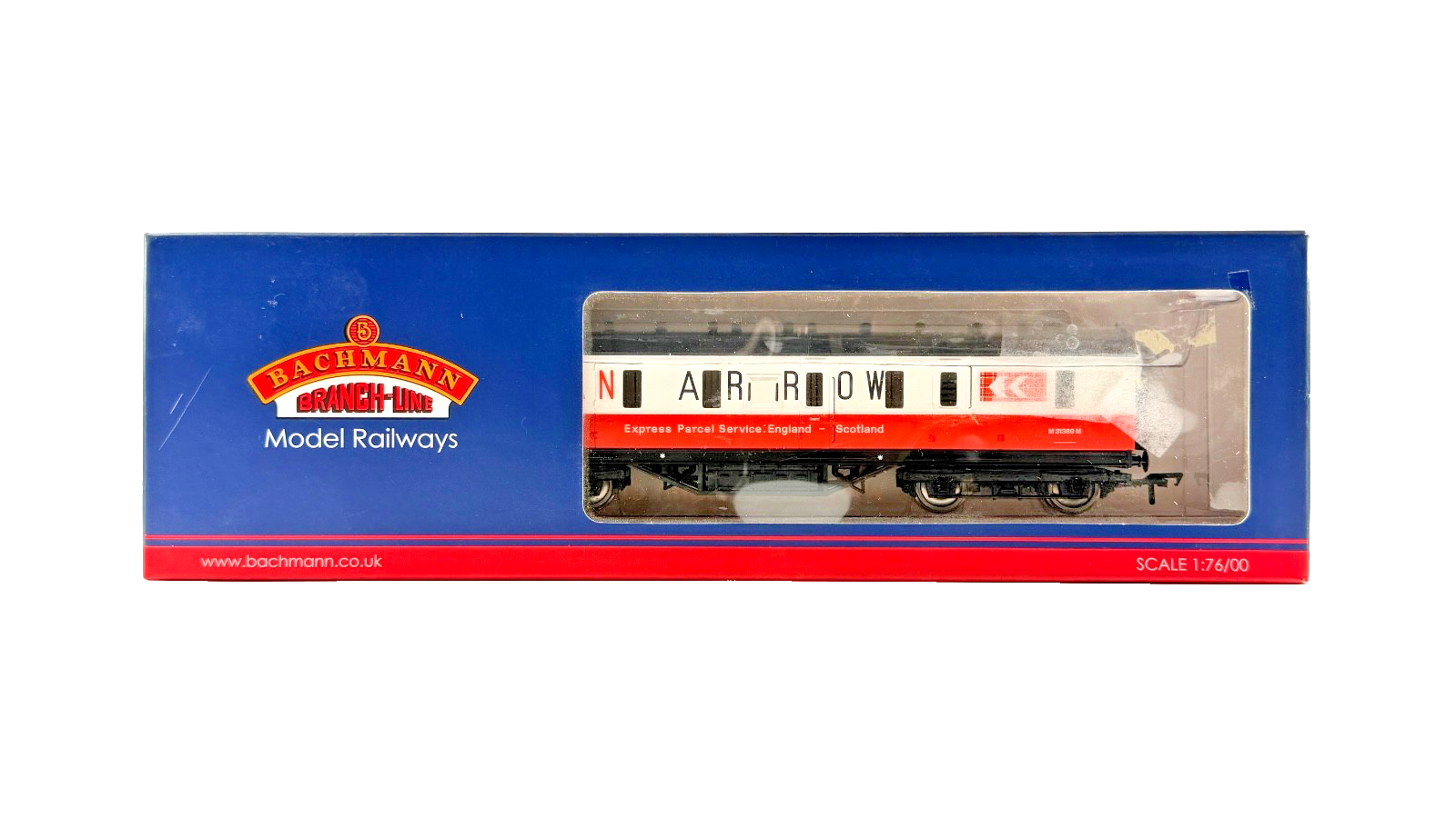 BACHMANN OO GAUGE - 34-331 - 50FT STANIER PARCELS VAN TARTAN ARROW BOXED