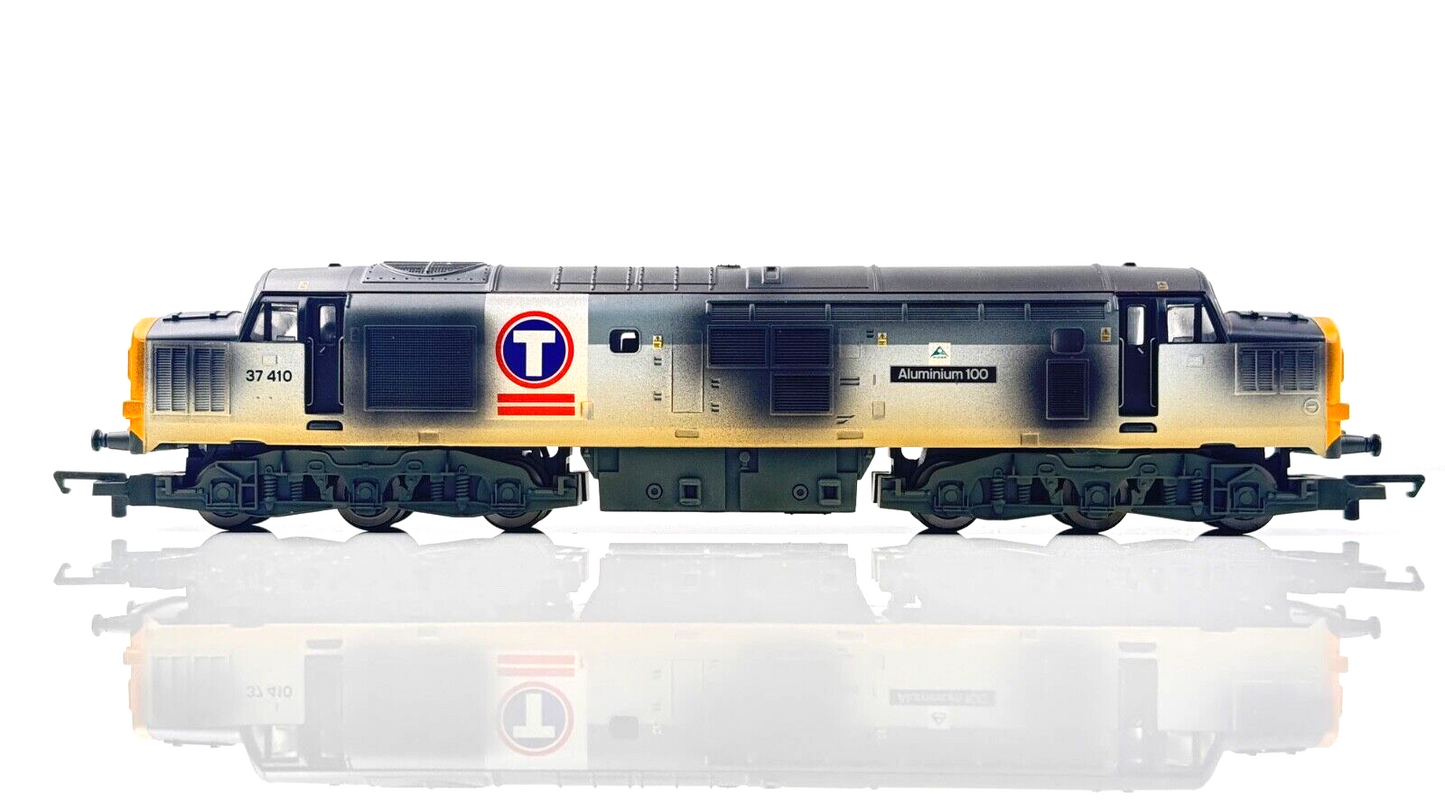 HORNBY 00 GAUGE - R2409 - CLASS 37 DIESEL 37410 TRANSRAIL 'ALUMINIUM 100' BOXED