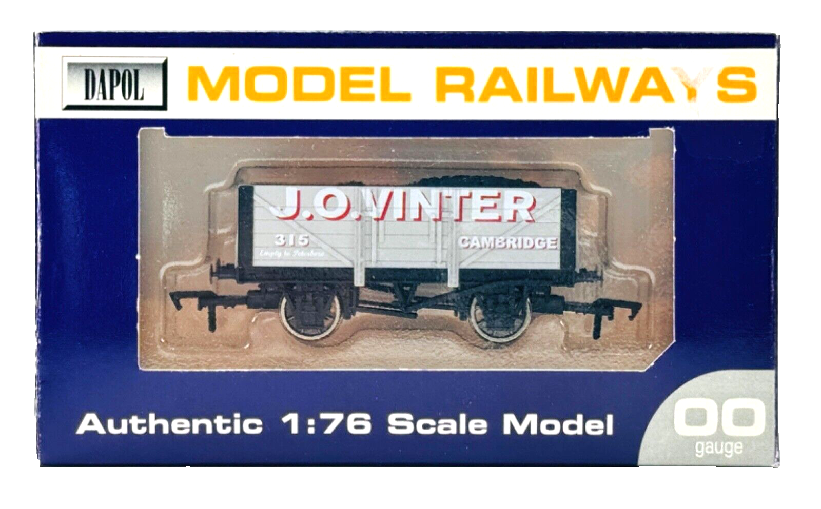 DAPOL 00 GAUGE - J.O. VINTER OF CAMBRIDGE PLANK WAGON NO.315 (LIMITED EDITION)