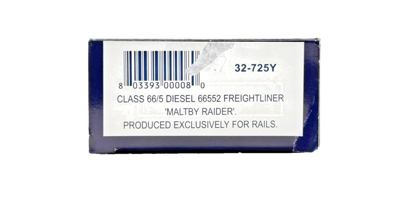 BACHMANN 00 GAUGE - 32-725Y - CLASS 66/5 DIESEL 66552 FREIGHTLINER MALTBY RAIDER