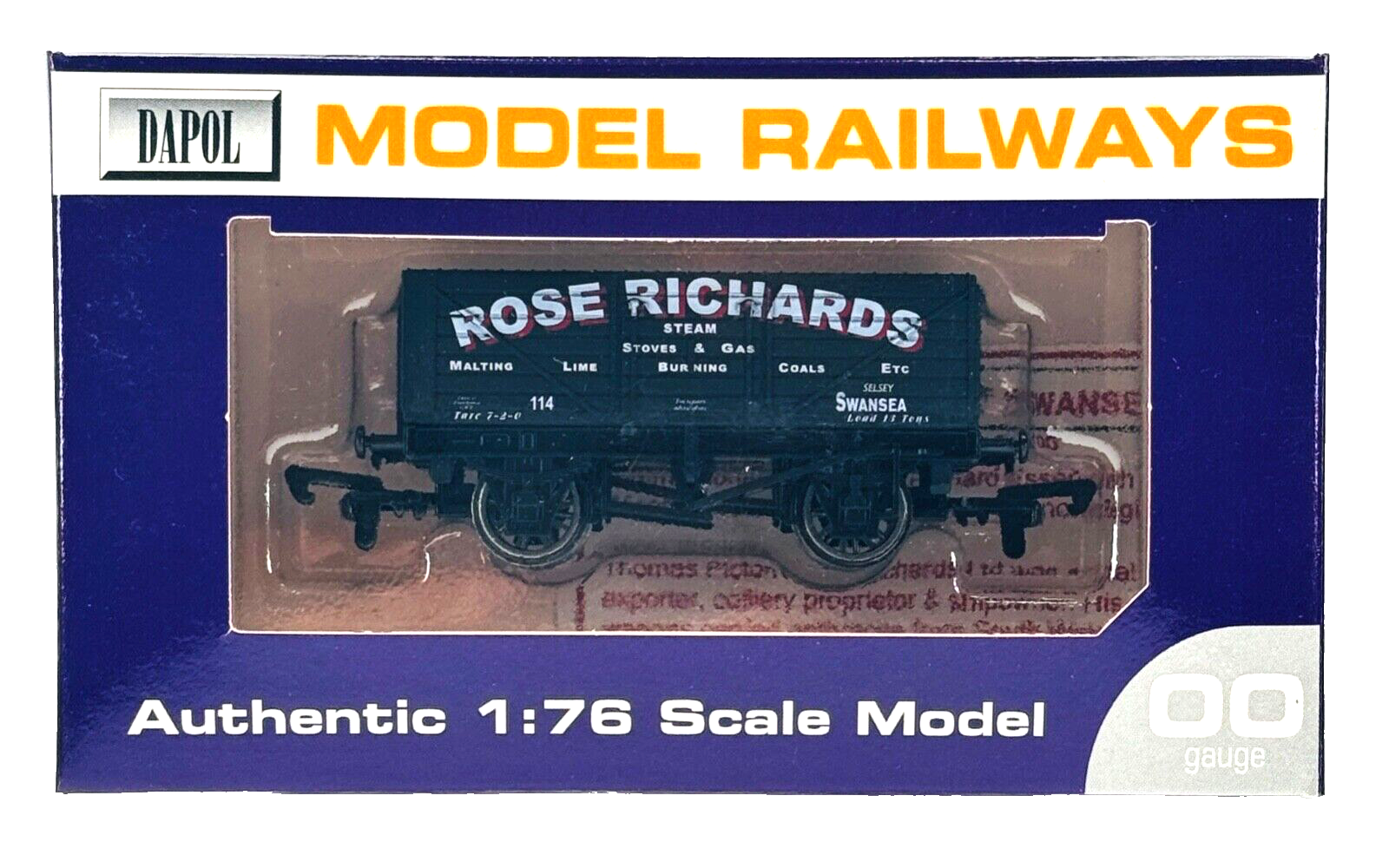 DAPOL 00 GAUGE - ROSE RICHARDS OF SWANSEA PLANK WAGON NO.114 (LIMITED EDITION)