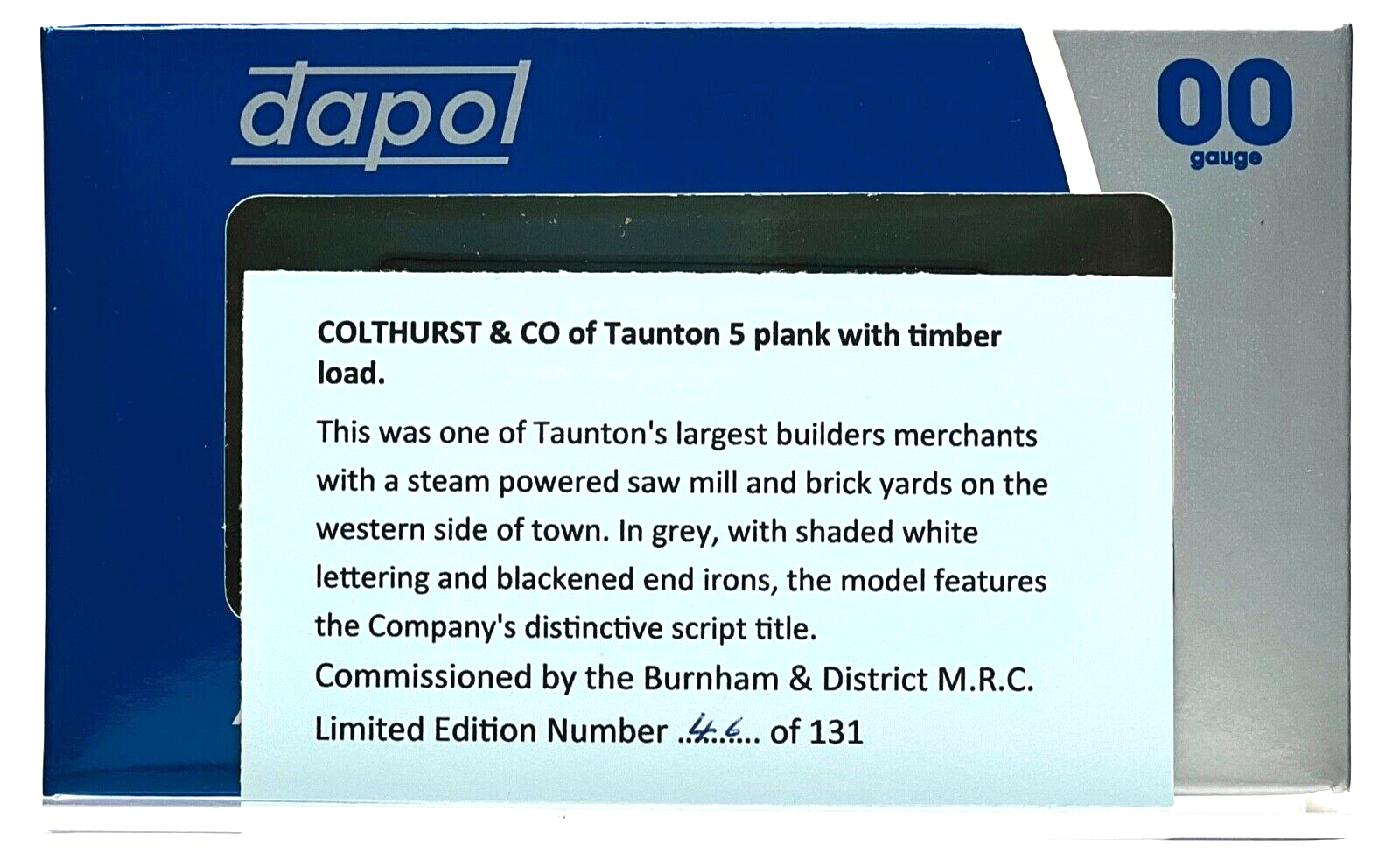 DAPOL 00 GAUGE - COLTHURST SAW MILLS TAUNTON SOMERSET NO.6 (BURNHAM LIMITED ED)