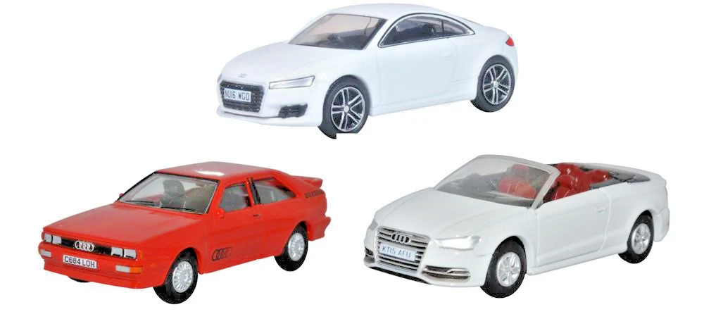 OXFORD DIECAST 1/76 SCALE - 76SET68 - 3 PIECE AUDI SET QUATTRO, TT & A3 - NEW