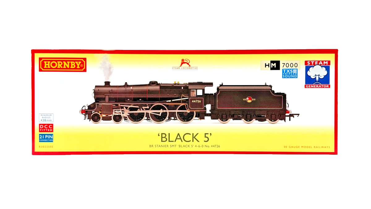 HORNBY OO GAUGE - R30225SS - BR STANIER 5MT BLACK 5 NO.44726 DCC SOUND & STEAM